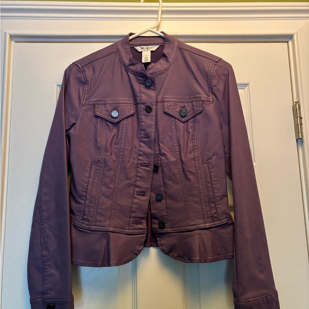White House Black Market Purple Jean Jacket Fitted Style EUC size 2